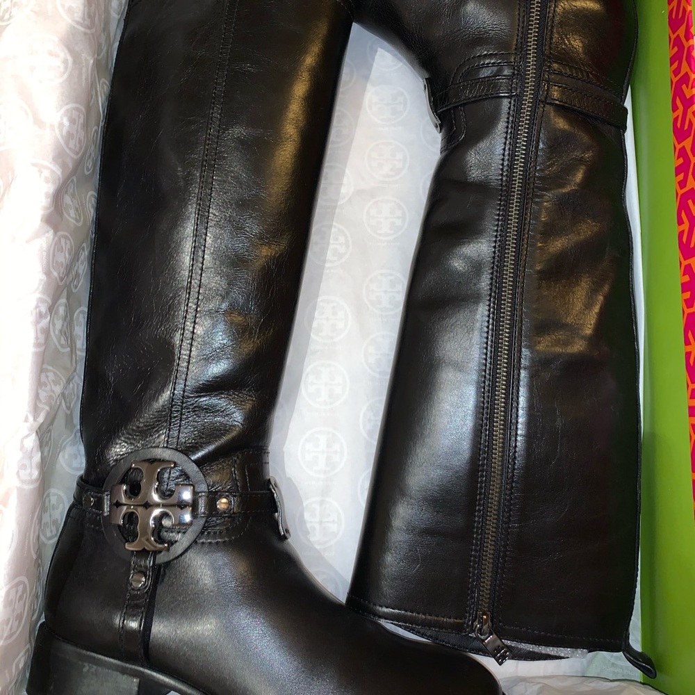 Tory Burch black leather high boot